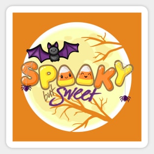 Spooky but Sweet (orange background) Sticker